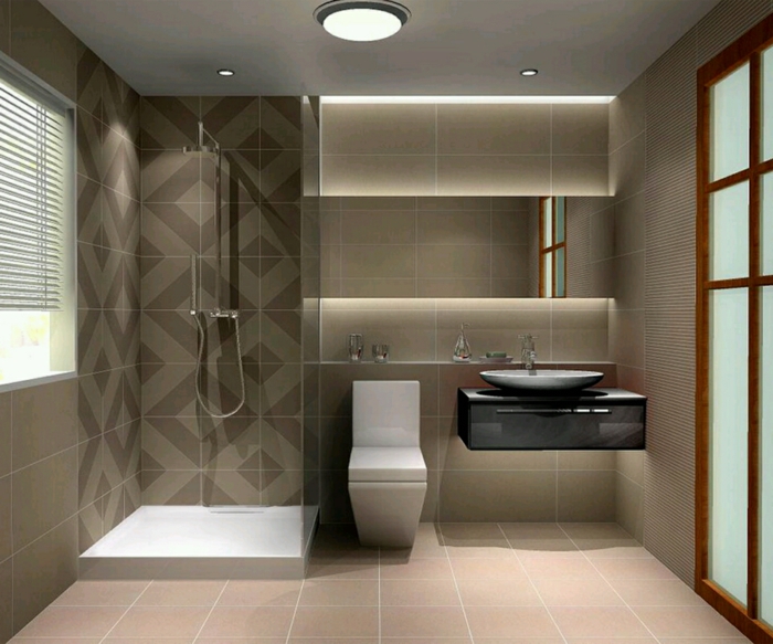ausgefallene Fliesen Badezimmer Beispiele - ein Akzent für die Duschkabine - geometrische Forme