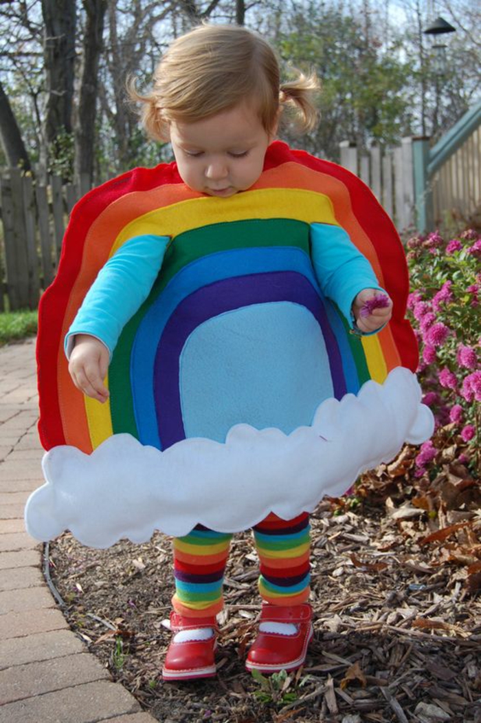 Regenbogen Kostüm zum Selber machen für ein junges Mädchen