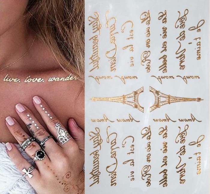 außergewöhnliche tattoos ideen für frauen ringe und maniküre kombiniert mit tattoo auf der hand 