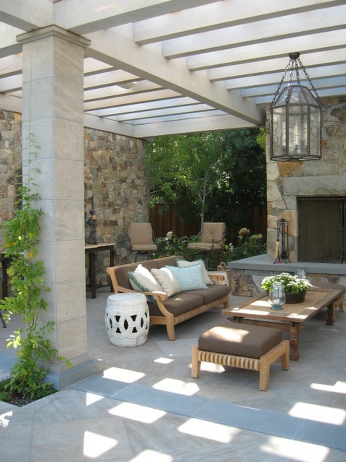 terrassengestaltung ideen bilder steinwände stabile aussicht tolle terrasse mediterranes design deko
