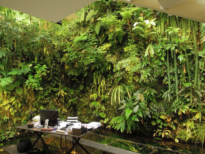 traumhaftes Bild von Büro - voller so viel Grün - vertikal pflanzen