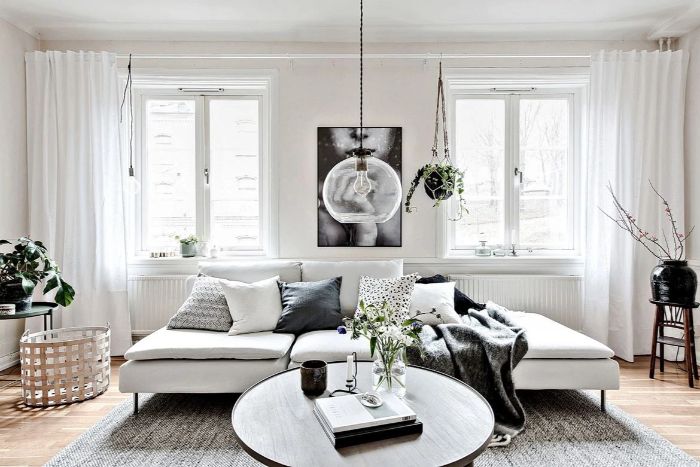 einrichtungsideen wohnzimmer elegant in einem weiß grünen natürlichen stil, sofa, tisch, deko