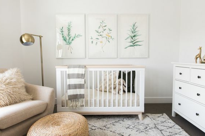 kinderzimmer getaltung dezentes design interieur gestaltung im babyzimmer skandinavischer stil weiß grün beige