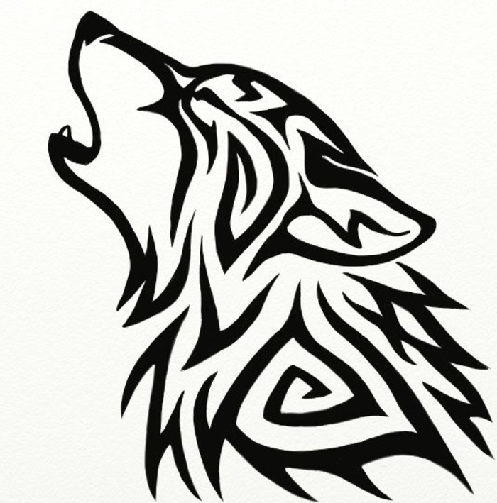 noch ein schön aussehender schwarzer wolf tattoo - wolf tribal, ein heulender wolf 