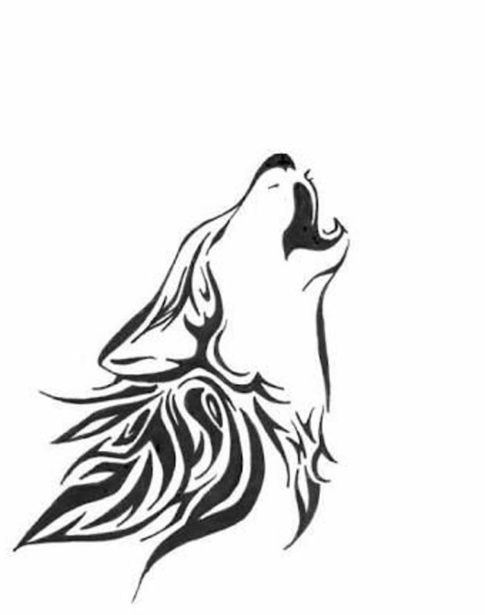 wolf tribal - eineganz tolle idee für einen schönen wolf tattoo, der ihnen sehr gut gefallen kann - ein heulender wolf