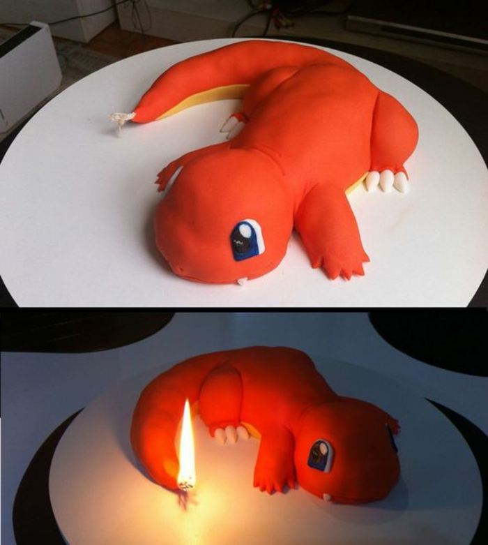 drachen pokemon. dragon pokemon . eine idee für eine pokemon torte mit einem brennenden schwanz und kerzen 
