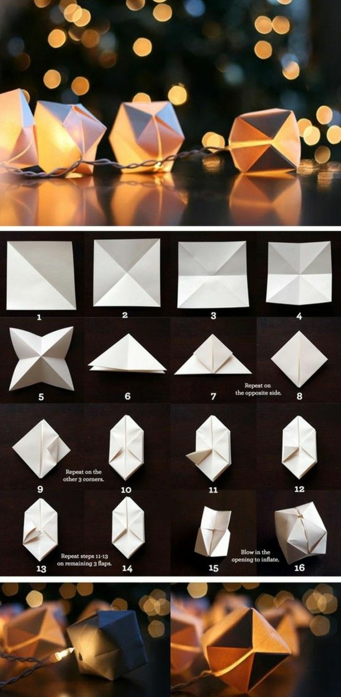 kleine origami laternen aus weißem papier selber machen
