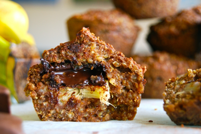 vegetarische rezepte schnell muffins mit quinoa viel dunkler schokolade füllung nutella und ananas