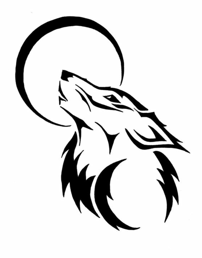 der wolf heult unter dem mond - tribal wolf - eine idee für einen wolf tattoo