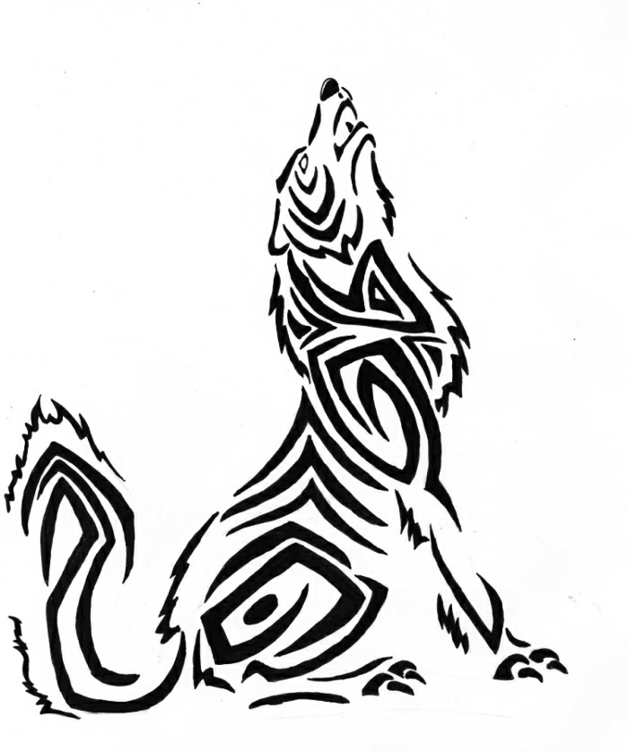 schwarzer, schöner, heulender wolf - tribal wolf - noch eine idee für einen schwarzen tattoo wolf 