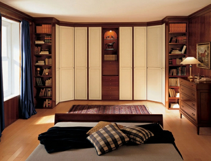 gemütliches Schlafzimmer Kleiderschrank Idee mit Regalsysteme Stauraumfläche