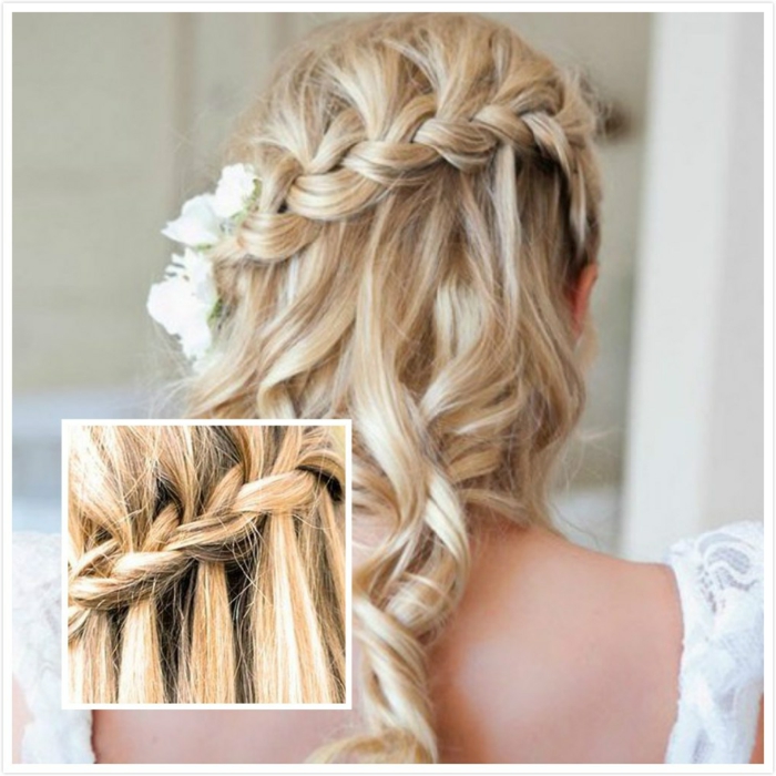 mittelalterliche Frisuren selber machen für die Hochzeit in Detail für blonde Haare