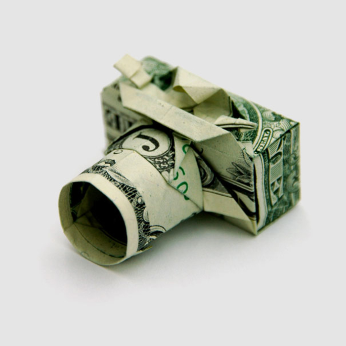 aus Geldscheinen Kamera falten, Geldgeschenke selber basteln, kreative Ideen zum Nachmachen