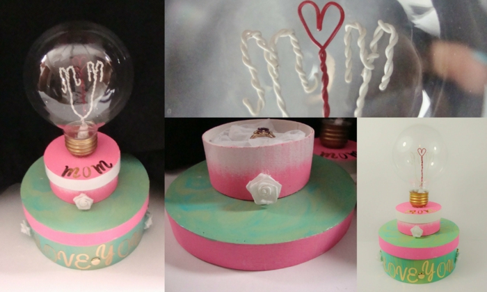eine Installation für Muttertag Geschenkideen selber erstellen in rosa und grüne Farbe 