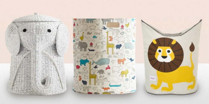 Wäscheaufbewahrung, Wäschekörbe aus Stoff mit buntem Muster für das Kinderzimmer, Elefanten-Wäschekorb