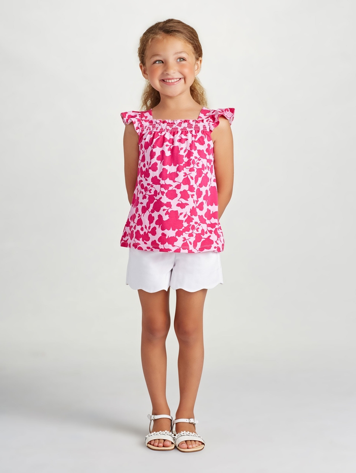 tolle Kinderkleider für den Sommer, Mädchenkleidung-rosa Top und weiße kurze Kose