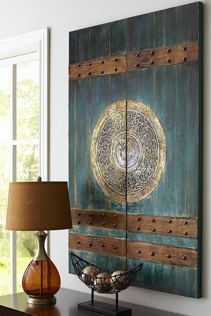 orientalische dekoration mandala fenster vorstellung an der wand dekoratives fenster schöne lampe und obsthalter