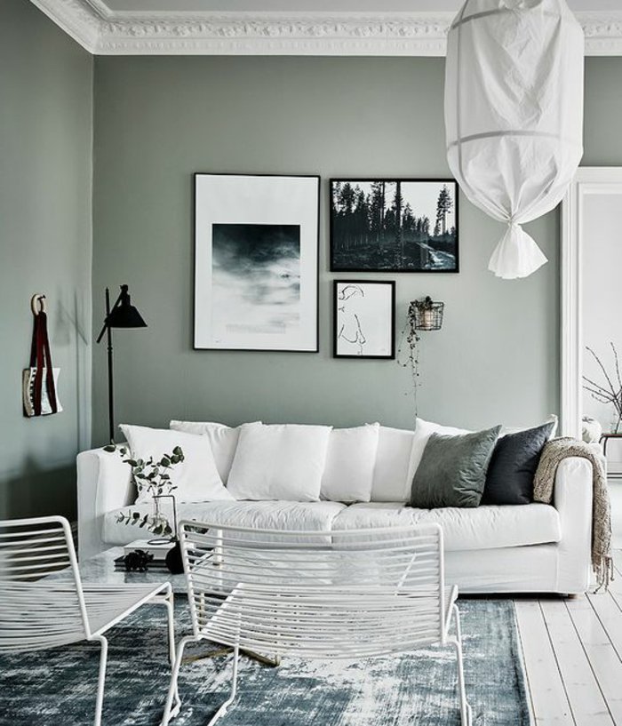 Perlgrau mit weißer Farbe kombiniert Wohnzimmer in grau, graues Zimmer