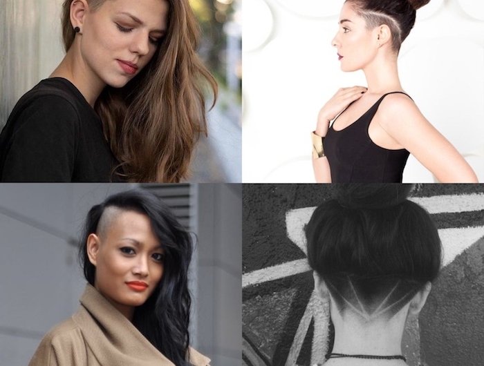 collage haarfrisuren inspiration lange und kurze haare kurzhaarfrisur undercut damen braune haarfarbe frisuren für kurze haare 2020 trends
