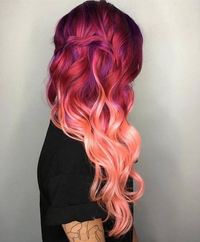 coole frisuren, moderne haarfarbe, lange rosa haare