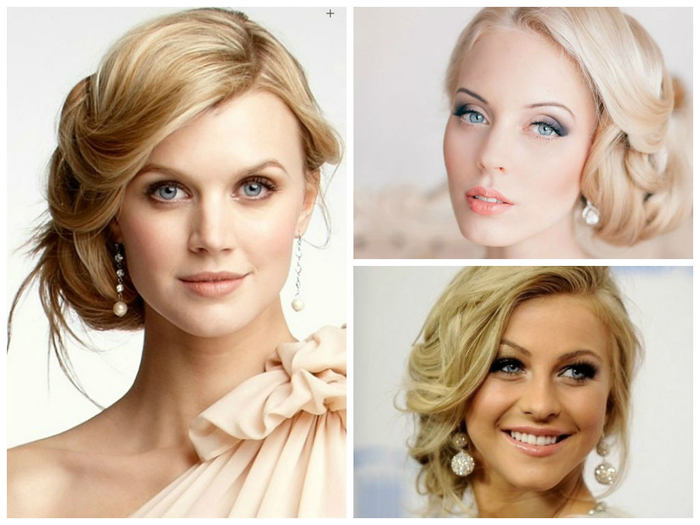 drei blonde Brautjungfern mit schicken Frisuren unregelmäßige Haare