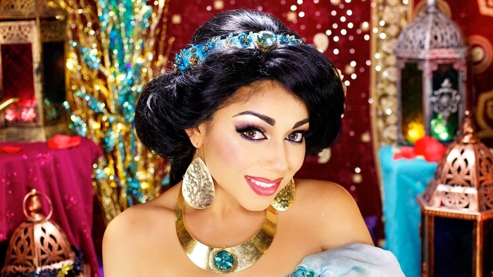 Prinzessin Jasmin aus dem Zeichentrickfilm Aladine mit schöner Schminke - Kindheitshelden Kostüm