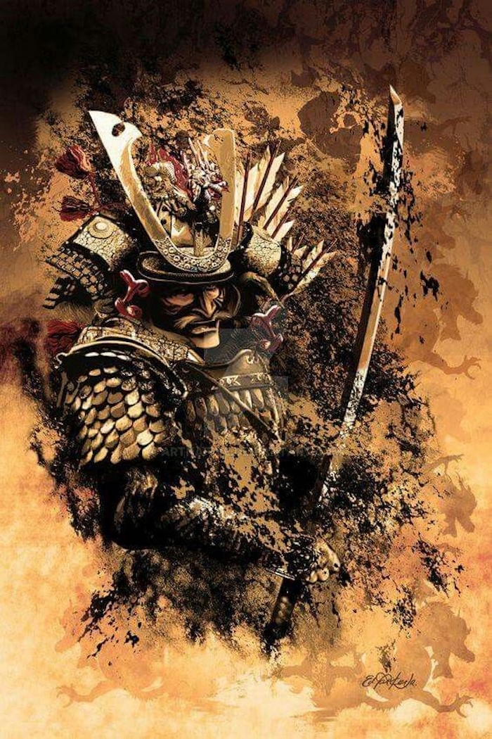 samurai, meske, helm, katana, samuraischwert, schwert