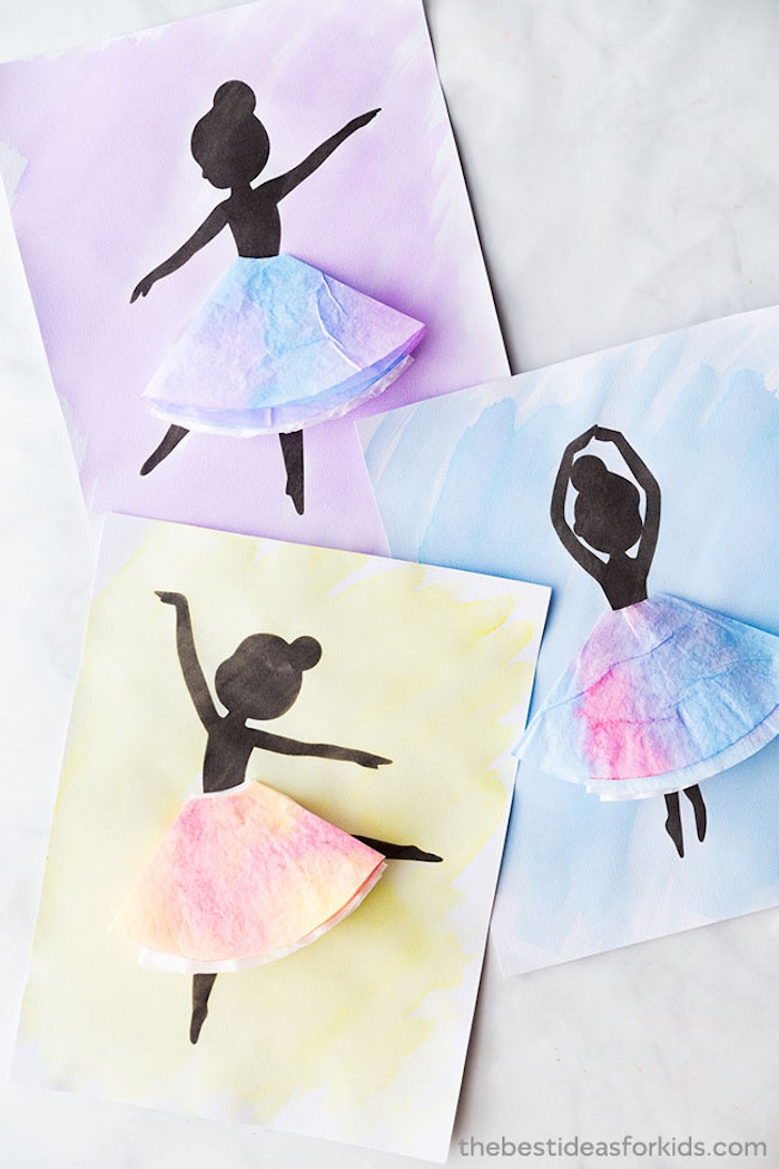 Karten basteln mit Kindern, Ballerina Grußkarte selber machen, mit 3D Rock 