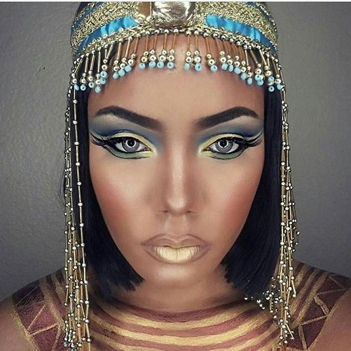 cleopatra make up für eine halloween party idee zum inspirieren schmuck schminke