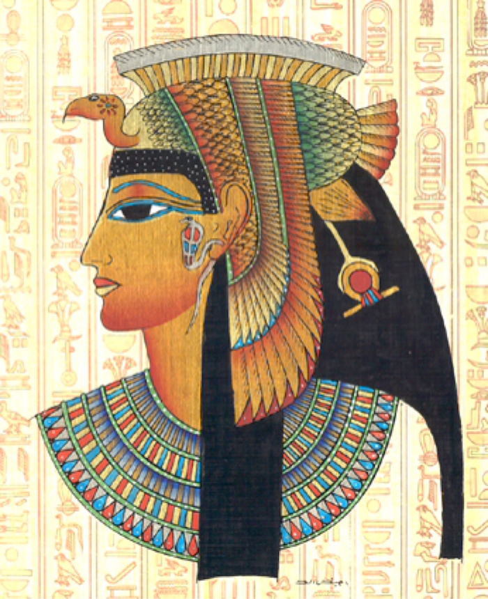 pharaonin bild auf einem papyrus die vorstellung die die alten ägypten von kleopatra haben