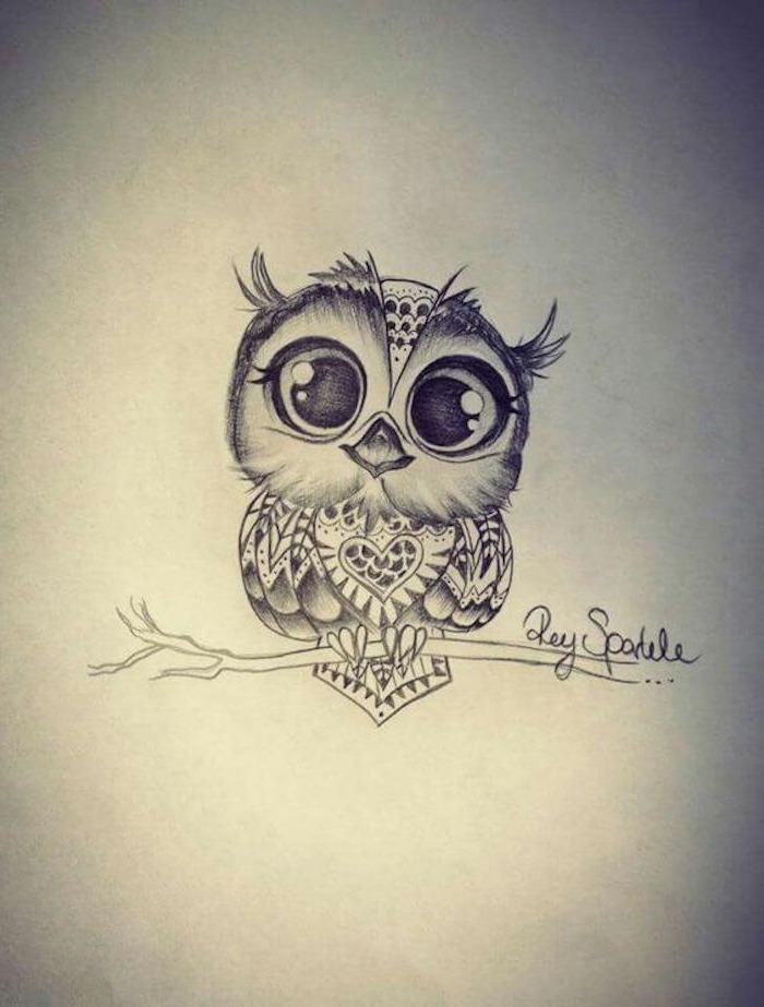 eine idee für einen kleine schwarzen tattoo owl mit einer kleinen süßen eule mit schwarzen augen