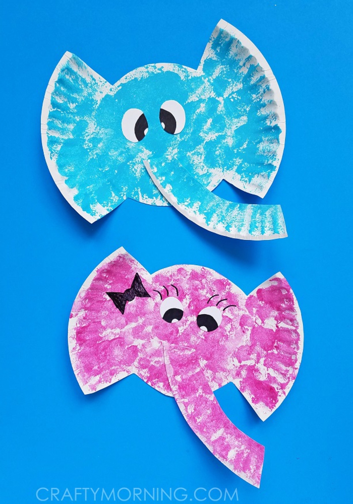 tolle Bastelideen für Kinder, Elefant aus Papierteller basteln, Materialien: Schere, Farben