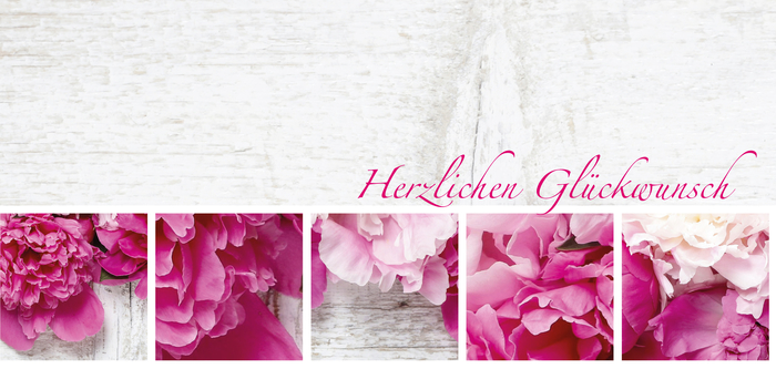 zarte Geburtstagskarte mit rosa Blumen, herzlichen Glückwunsch zum Geburtstag
