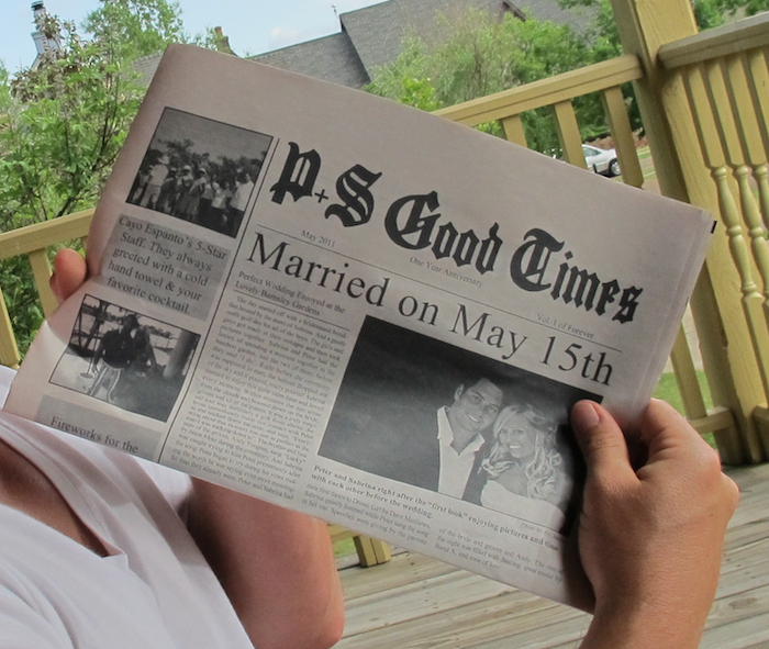 Gute Zeiten ist der Titel dieser Zeitung, die über die Hochzeit berichtet - Beispiele