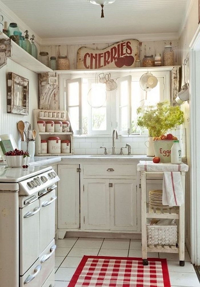 shabby deko, küche in weiß einrichten, küche in vintage-look