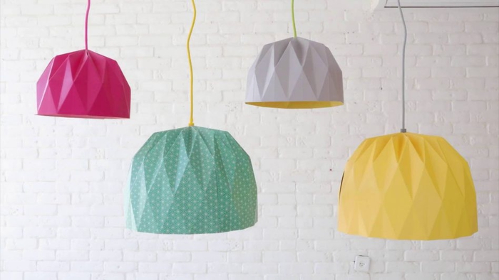 bunte Lampenschirme aus Papier basteln, DIY Ideen und Anleitungen für Erwachsene