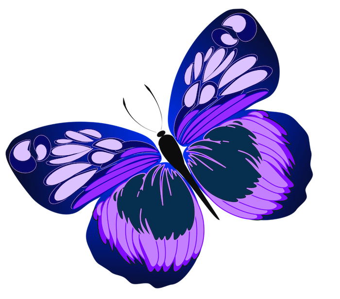 eine unserer zahlreichen ideen zum thema tattoo mit einem märchenhaften, fliegenden schmetterling mir zwei lila flügeln