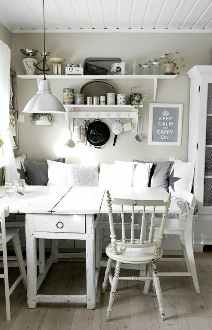 Sitzecke in der küche shabby chic weiß gestalten shabby deko