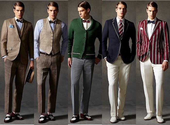 charleston Kleider für Männer, Weste mit Karo, Lackschuhe in Braun und Weiß
