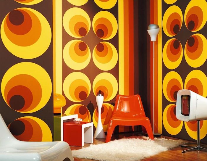 deluxe kollektion retro tapeten muster geometrische formen farben gelb braun orange