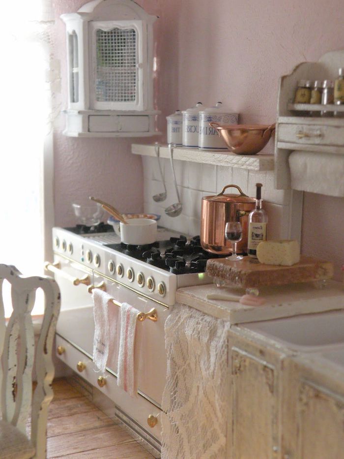 vintage küche elemente in der küche herd kochbereich topf wein trinken und kochen