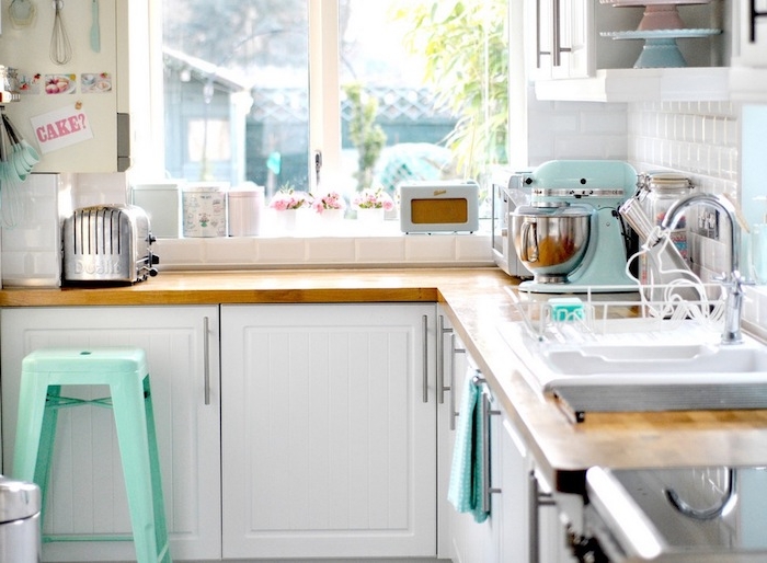 shabby chic deko für die küche moderne wohnung pastellfarben stuhl becken kaffee