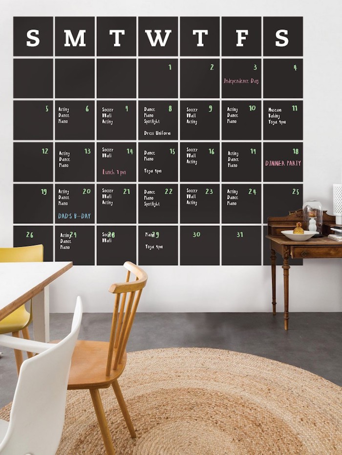 Wandfarben Ideen in Schwarz, eine Möglichkeit, den ganzen Monat selber zu organisieren