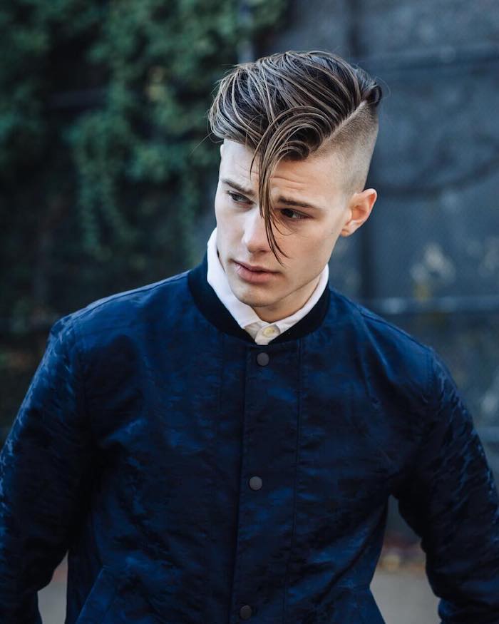 undercut stylen teenager variante gestaltung von den haaren blaue jacke mann