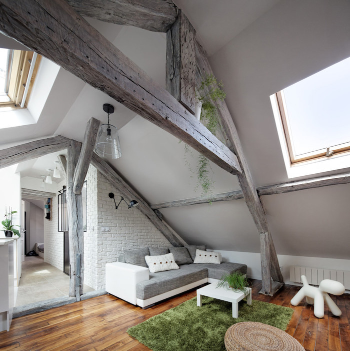 dachgeschosswohnung schön einrichten und dekorieren graues design weiße wände
