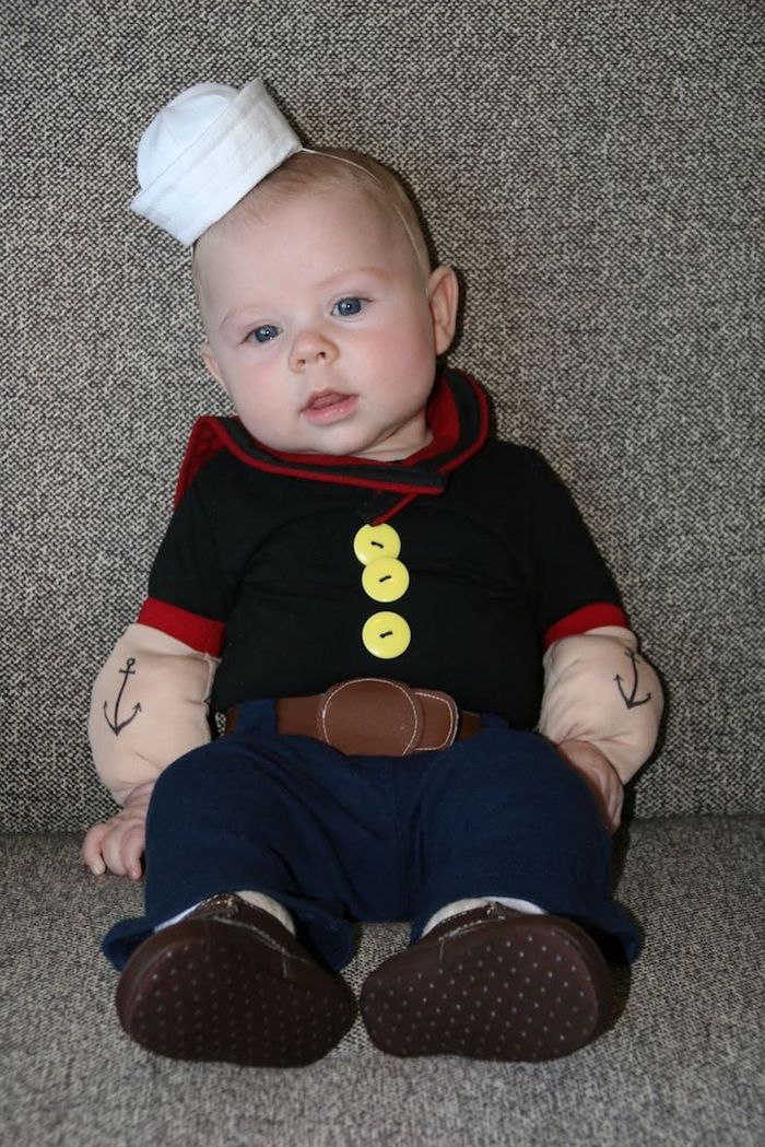 Halloween Kostüm Ideen für ein Baby - Popey mit dem Tattoos von Anker