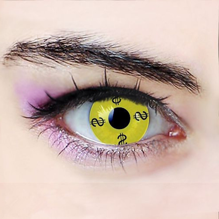 Golddigger, gelbe Iris, Dollar-Motive, pinkes Augen Make Up für Teenagers