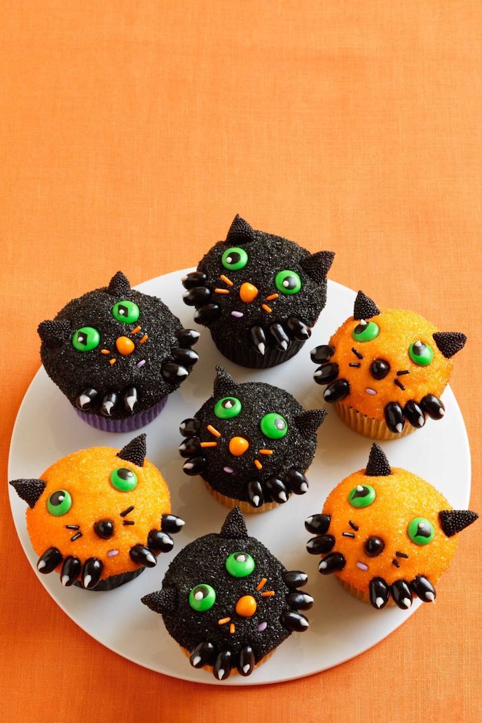 rezepte für halloween, kleine katzen in orange und schwarz