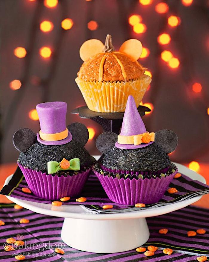rezepte für halloween, mickey mouse-muffins, cupcakes dekorieren