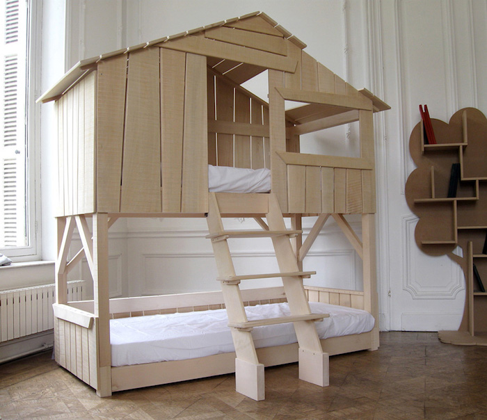 ein originelles Abenteuerbett wie eine Baumhütte aus Bretten - selber machen